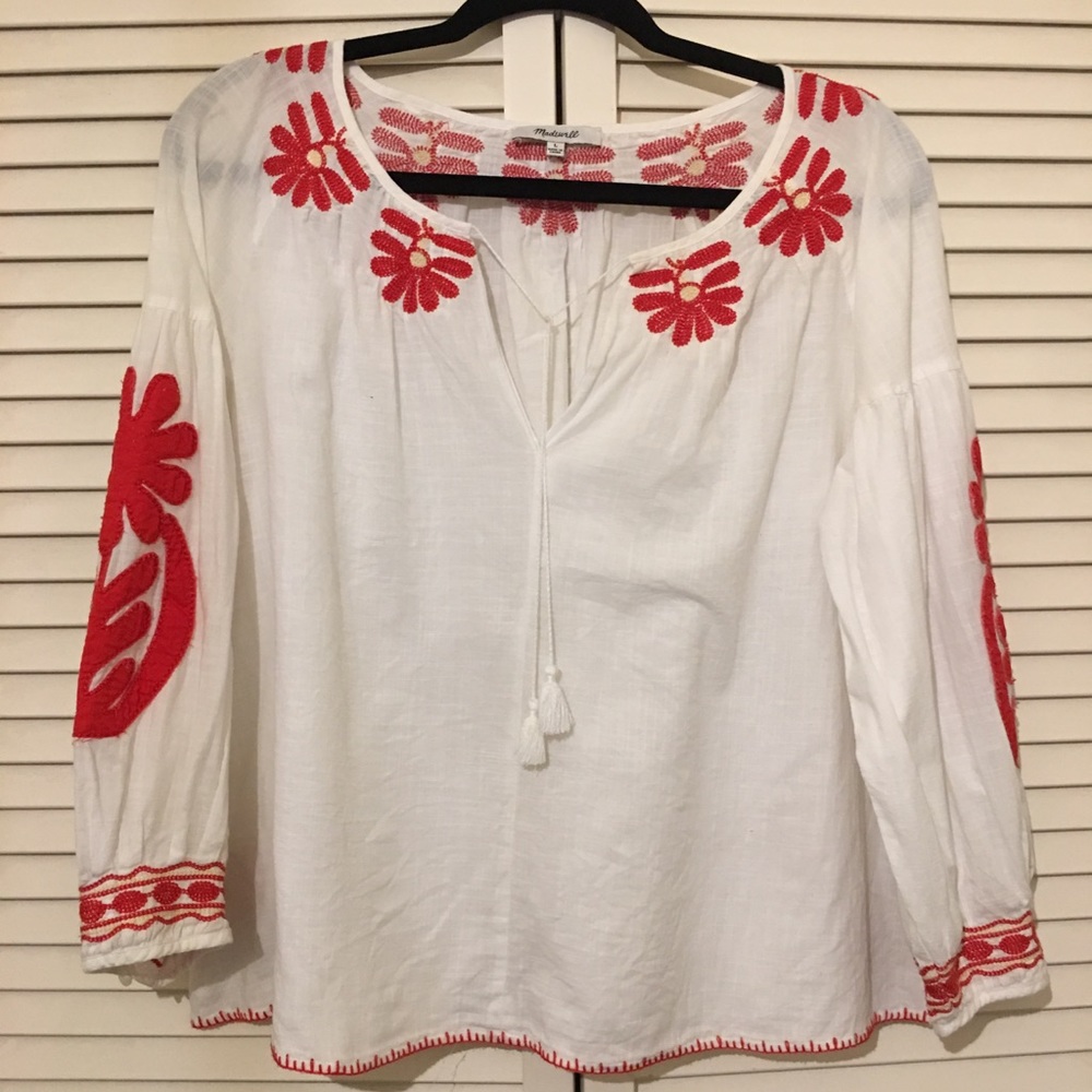 Madewell Embroidered flower top